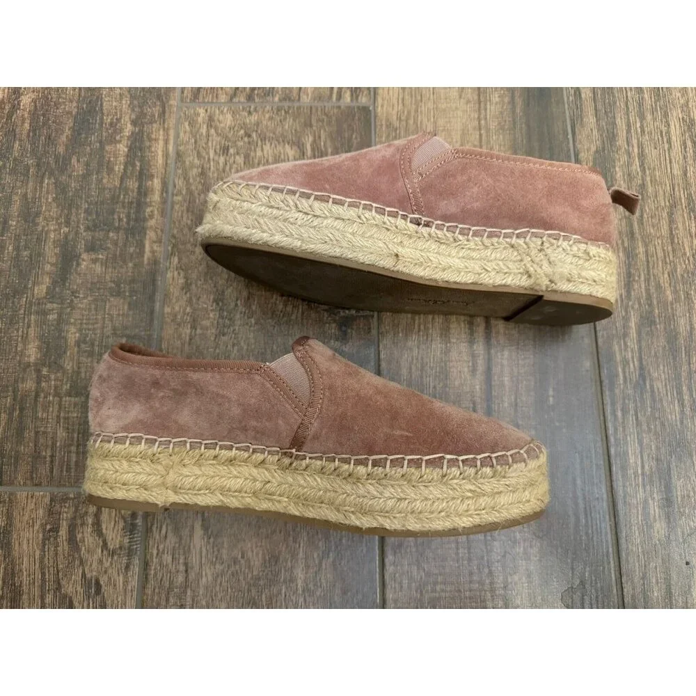 Sam Edelman Size 7.5M Carrin Pink Velvet Espadrille‎ Platform Shoes Comfort